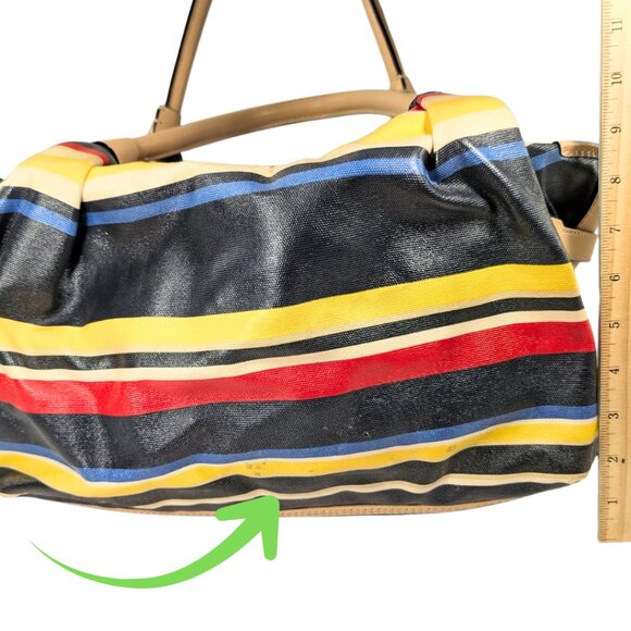 Kate Spade Stevie Westchester Multicolor Stripe Coated Canvas Large Satchel - Picture 3 of 10